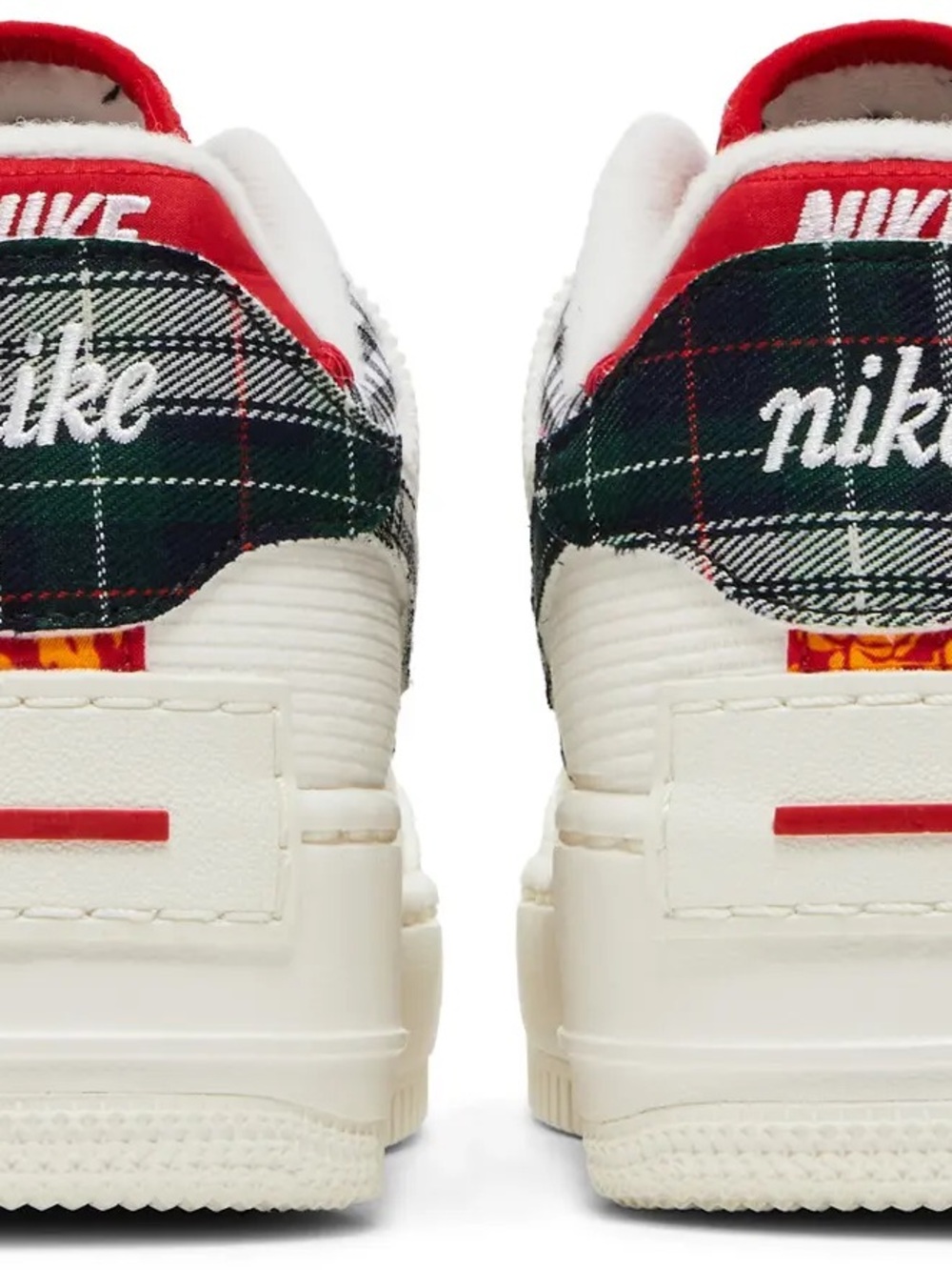 Nike White & Red Plaid Sneakers